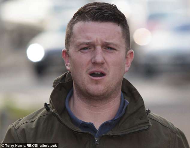 Pictured: Robinson founded the English Defence League in Luton in 2009 and remains a far-right activist 