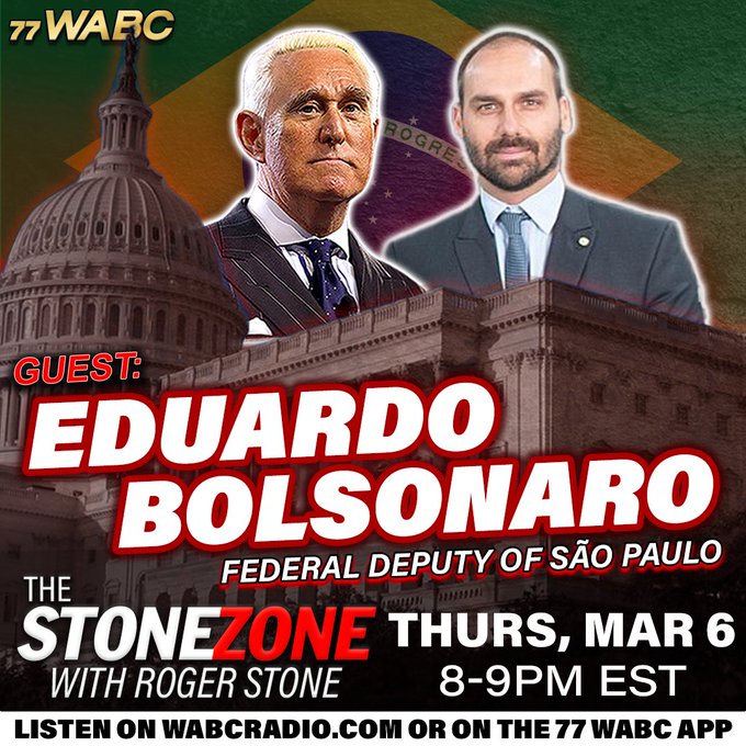 Eduardo Bolsonaro—Federal Deputy of São Paulo and son of former Brazilian President Jair Bolsonaro—joins The StoneZONE on 77WABC Radio!