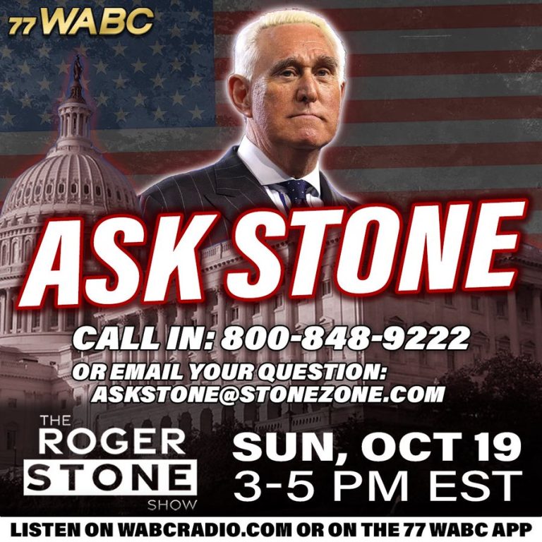 Roger Stone speaking live and taking listener calls on The StoneZONE