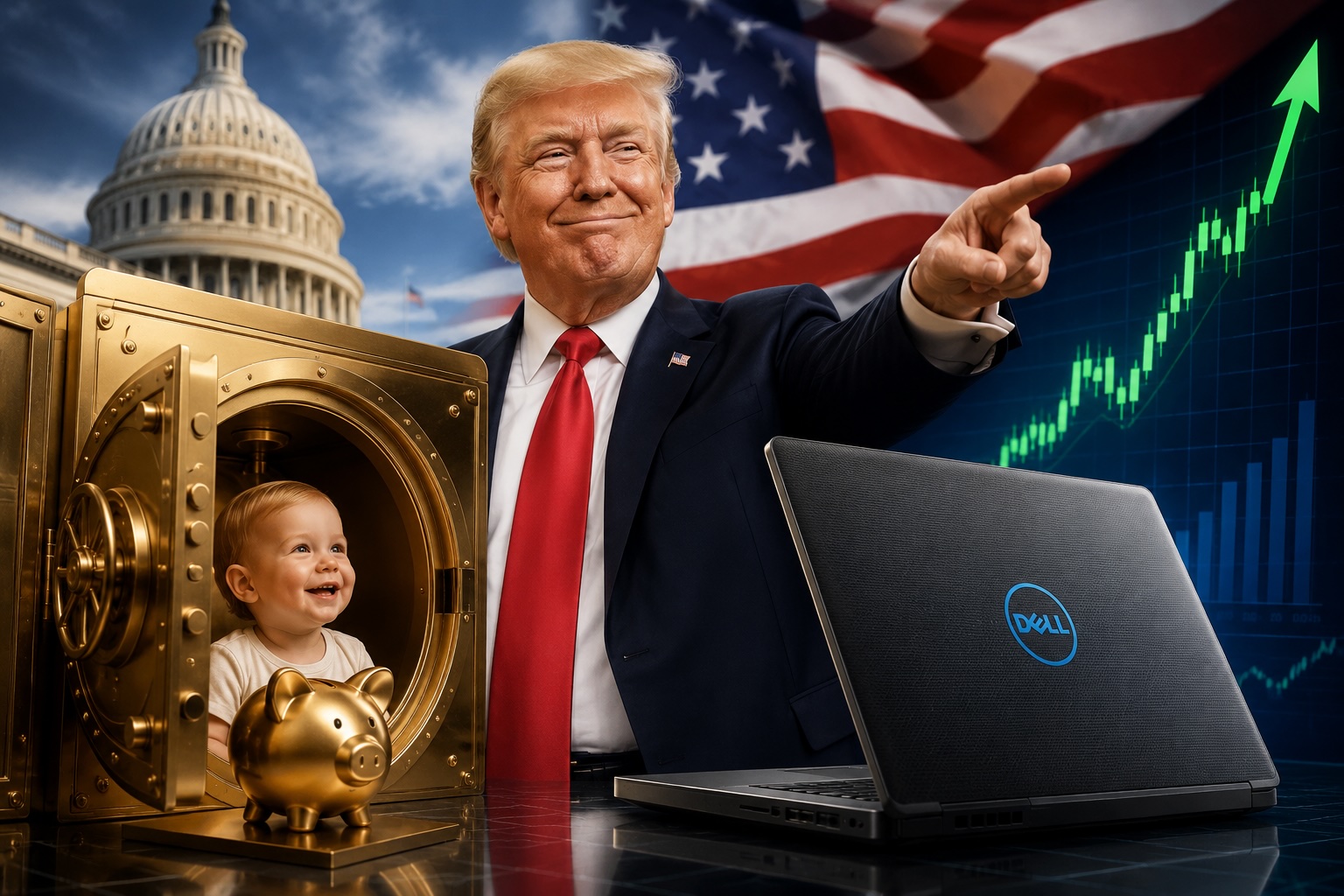 One Big Beautiful Bill Launches Trump Accounts as Dell Stock Soars 7.8% on Trump’s “Buy Dell” Endorsement