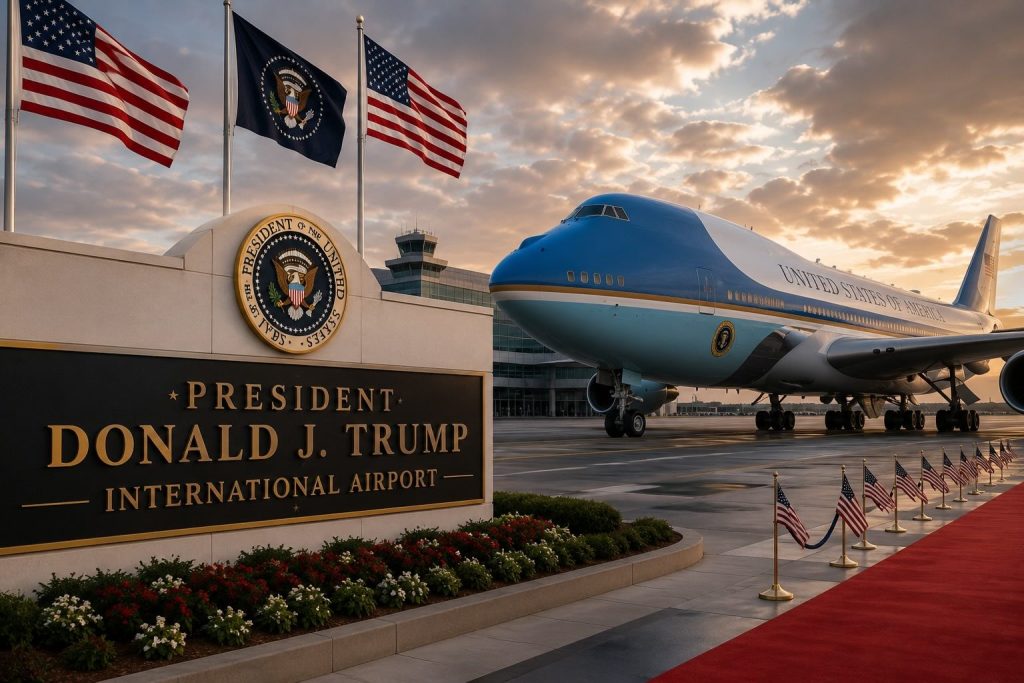 Trump Force One Makes History at the Newly Renamed President Donald J. Trump International Airport Trump Force One Makes History at the Newly Renamed President Donald J. Trump International Airport