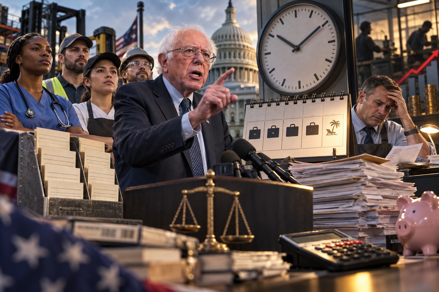 Sanders Wants a 32-Hour Week. Somebody Else Pays for the Other Eight