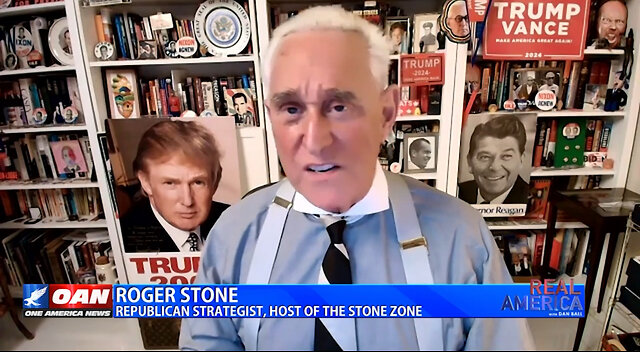 Roger Stone discussing allegations about Senator Mark Kelly’s business ties to China and the related political controversy.