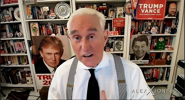 Roger Stone hosting The Alex Jones Show during coverage marking the 62nd anniversary of the JFK assassination.